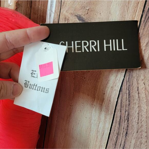 NWT Sherri Hill Rhinestone Halter Gown, Style # 50143 in Coral, Sz 6 - Picture 5 of 9